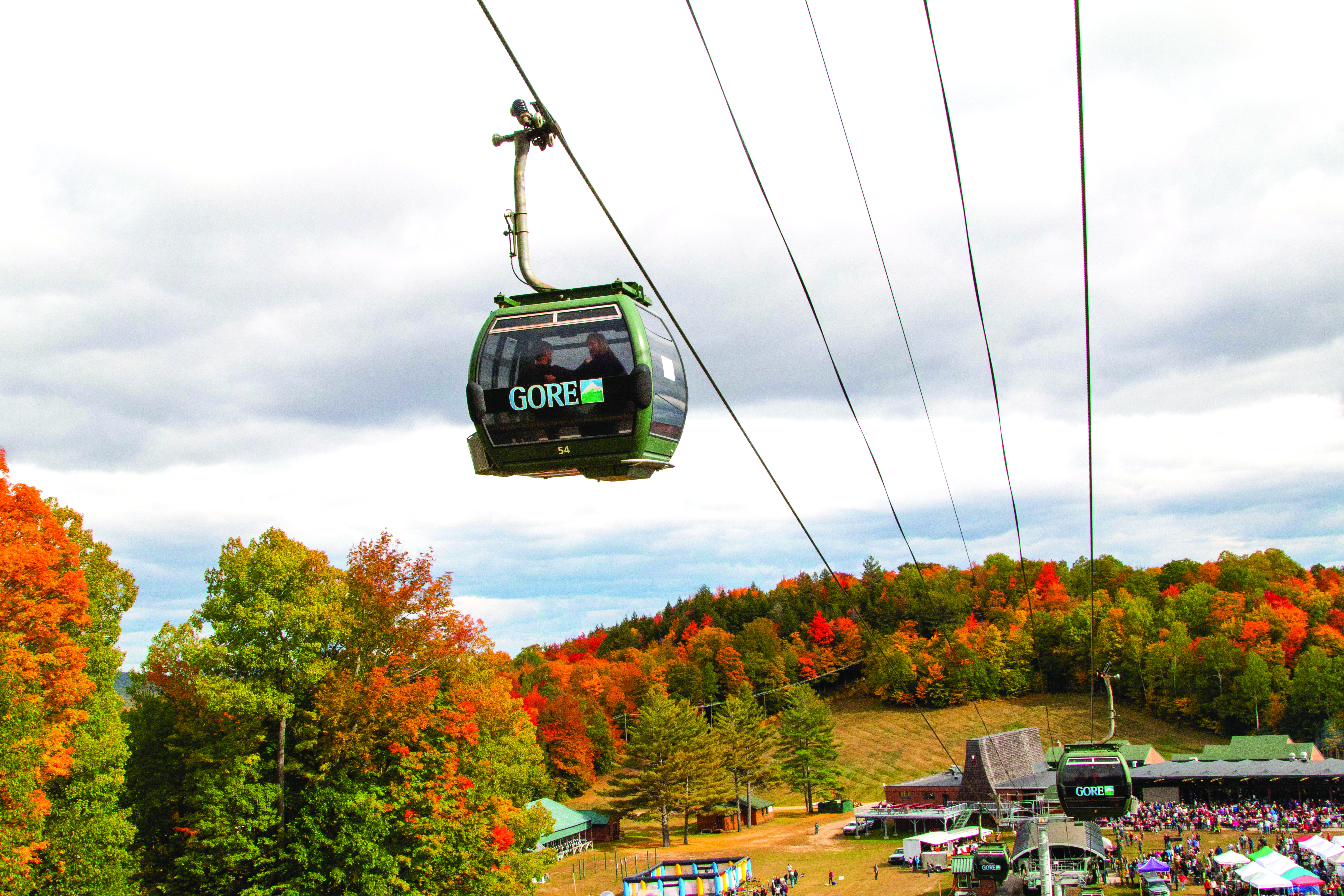 gondola at Gore Mountain during fall in the Adirondacks