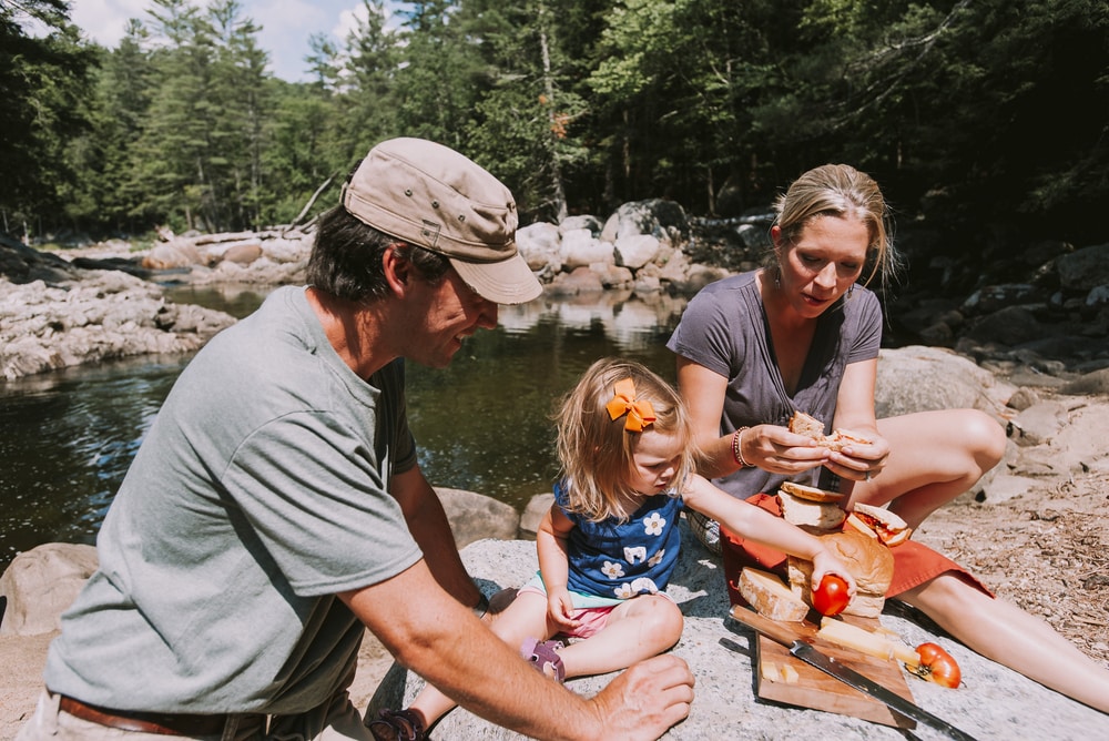 family having a picnic in the Adirondacks