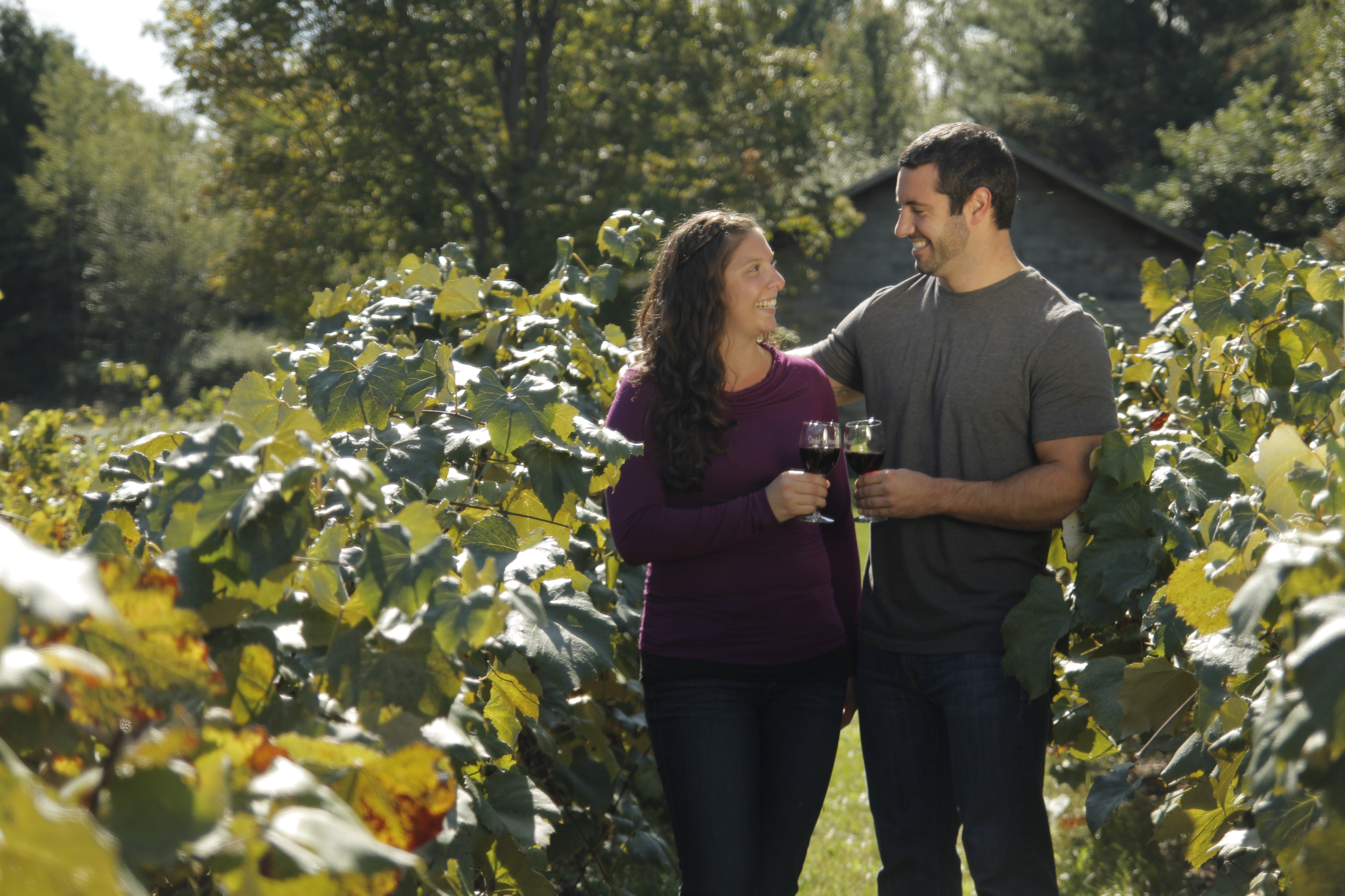 couple touring a vineyard on the Adirondack Wine Trail