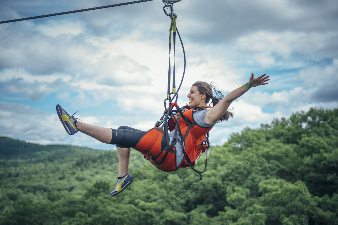zip lining in the spring 