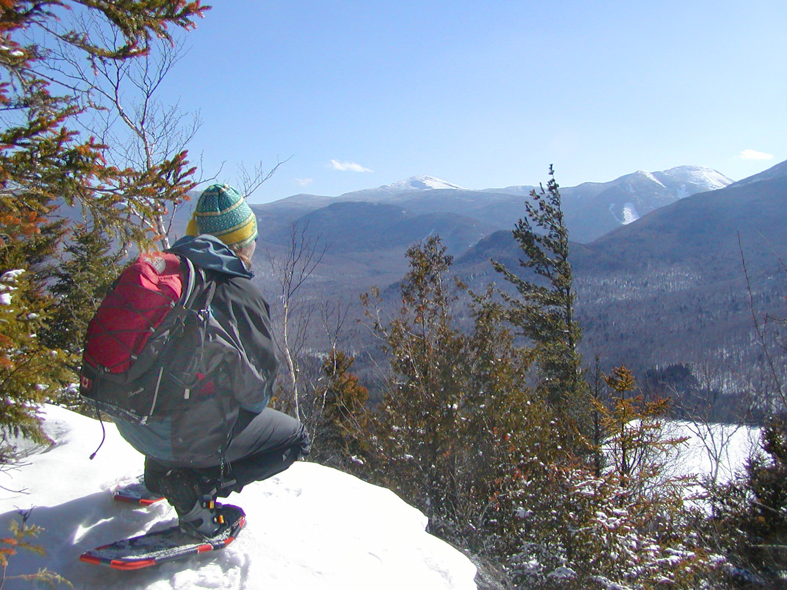 Adirondack winter hiking with snowshoes up Mt Jo