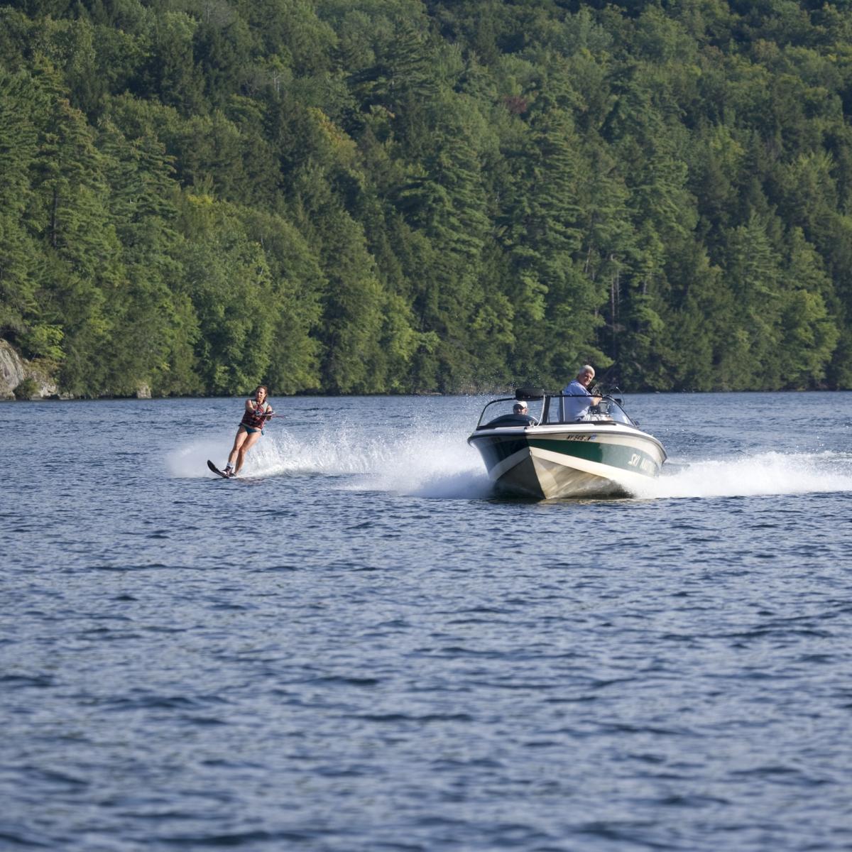 Scenic view of Adirondack Lakes for Water Skiing