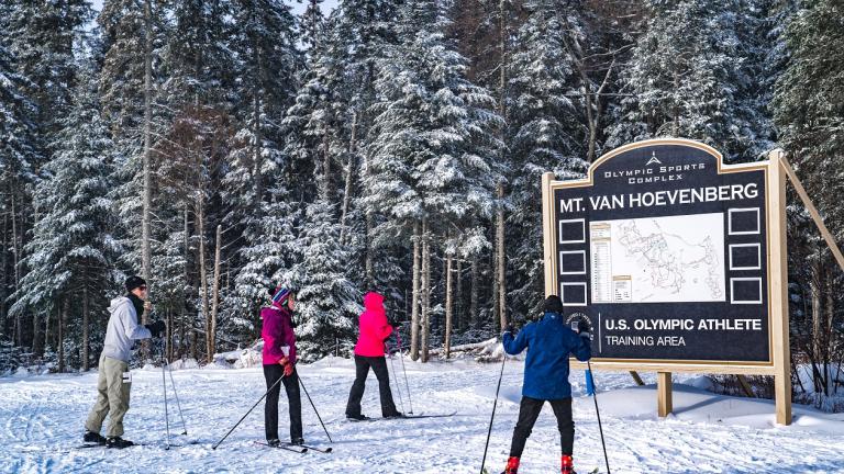 cross country skiing at Mt VanHoevenberg in the Adirondacks