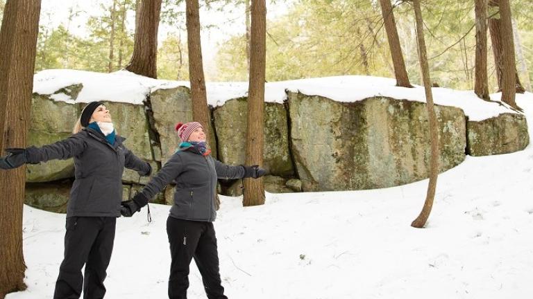 two people snow shoeing