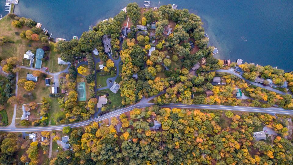 birds eye view of an Adirondack small town