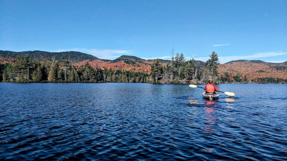 kayak paddling in the Adirondacks