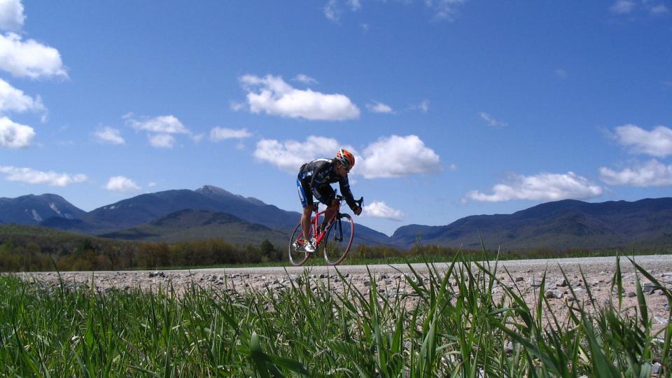 Road cyclist in the Adirondacks 