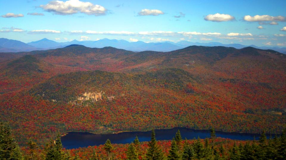 fall foliage as seen from Blue Mountain in the Adirondacks