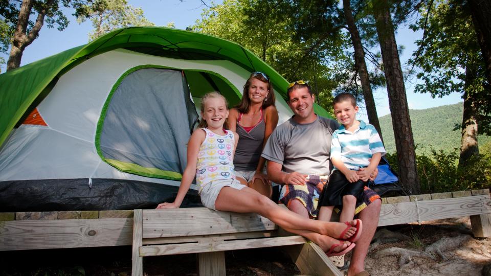 family at an Adirondack campground