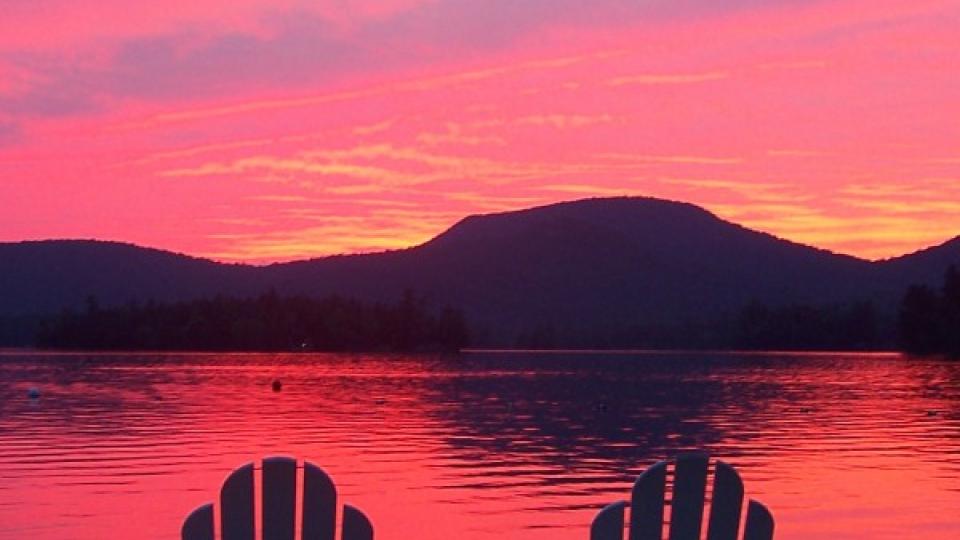 sunset over Blue Mountain Lake