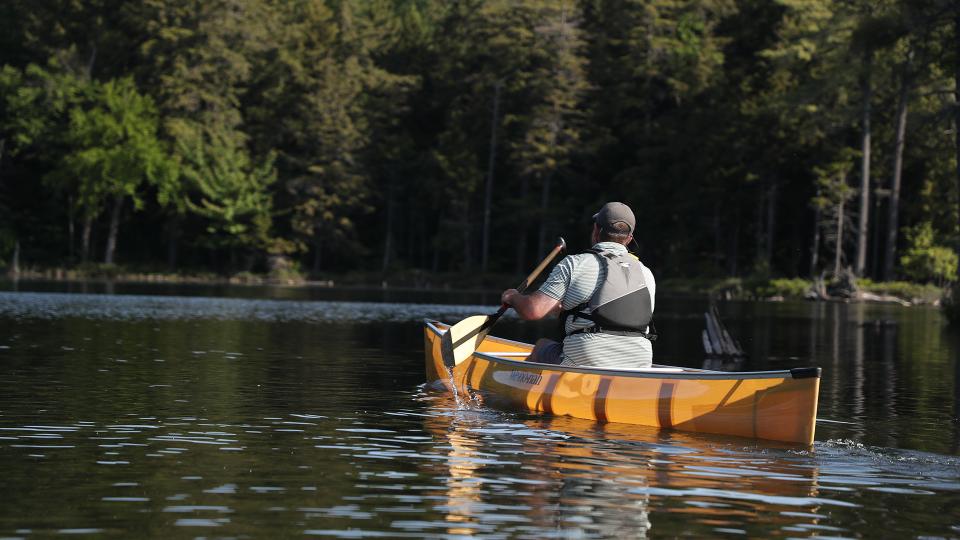 Paddling in lake