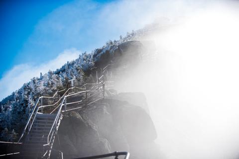 adirondack mountain rocks in winter 