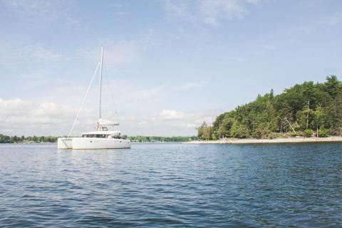 sailboat yacht on Lake Champlain in the Adirondacks