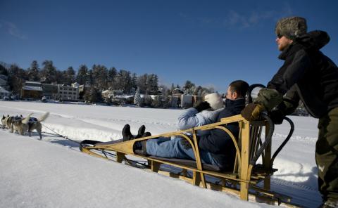 Adirondack dog sled rides in the winter