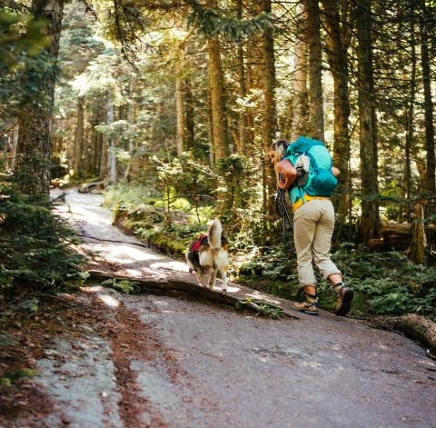 hiking up rock